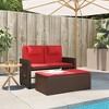 vidaXL Reclining Patio Bench with Cushions Brown Poly Rattan - 3 of 4