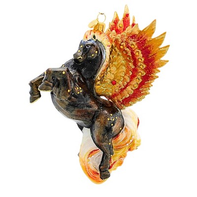 Glitter Lab 6.5 Inch Fire Pegasus Christmas Tree Ornament , Multi Seasonal Decor Mythology Horse Animal (1PC)