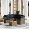 vidaXL 6 Piece Patio Sofa Set with Cushions - Gray 3x Corner + Table + 2x Middle - 2 of 4