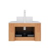 Fortune Candy Wall-Mounted Bathroom Vanity with Sink, Curved Striped Drawer Cabinet, White Round Ceramic Basin, Pre-Assembled, No Faucet - 2 of 4