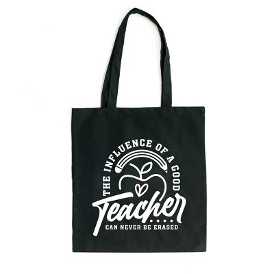City Creek Prints The Influence Of A Good Teacher Apple Canvas Tote Bag - 15x16 - Black