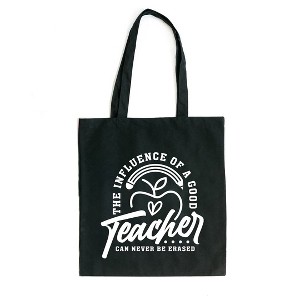 City Creek Prints The Influence Of A Good Teacher Apple Canvas Tote Bag - 15x16 - Black - 1 of 2