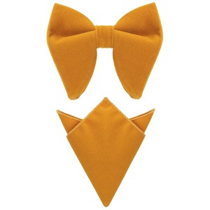 INSPIRE CHIC Men's Velvet Pre-Tied Solid Color Pocket Square Adjustable Bow Tie 1 Pair - 1 of 4