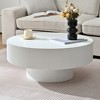 Modern Round/Square Coffee Table Cocktail Table Accent Table Drum End Table Minimalist Fluted Center Table, Easy Assembly, Black/White-ModernLuxe - 2 of 4