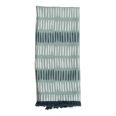 Modern Dash 27 x 18 Inch Screen Printed Kitchen Tea Towel with Hand Sewn Fringe - Foreside Home & Garden