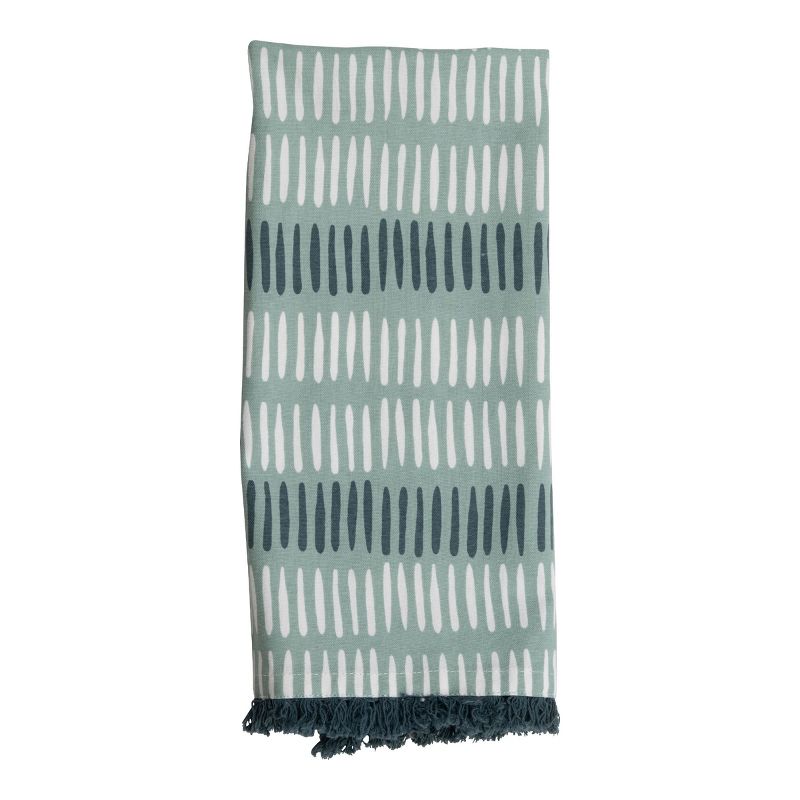Modern Dash 27 x 18 Inch Screen Printed Kitchen Tea Towel with Hand Sewn Fringe - Foreside Home & Garden, 1 of 6