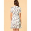 Allegra K Women's Floral Ruffle Hem Short Sleeve A-Line Smocked Chiffon Dress - 3 of 4