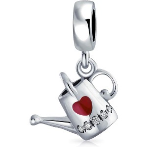 14K Gold Plated .925 Sterling Silver Sunflower Watering Can Charm, Two-Tone Enamel Dangle Bead for Bracelets, Gardening Jewelry Gift - 1 of 4