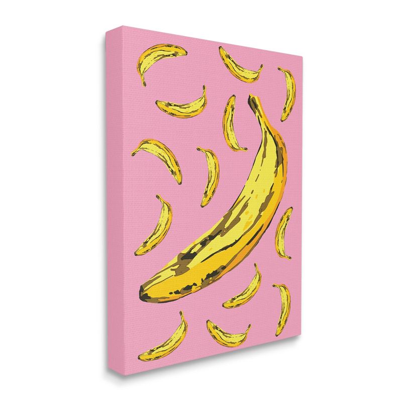 Stupell Industries Ripe Bananas Whimsical Tropical Fruits Yellow Pink Gallery Wrapped Canvas Wall Art, 30 x 40, 1 of 5