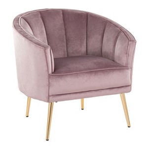 NicBex Velvet Accent Chair,Upholstered Living Room Chairs with Pleated Waves Backrest and Metal Legs,Modern Armchair,Club Chairs for Living Room - 1 of 4