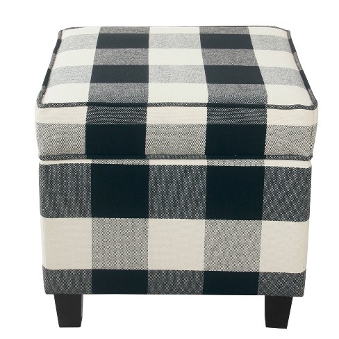 Cole Classics Square Storage Ottoman With Lift Off Top Black Plaid Homepop Target