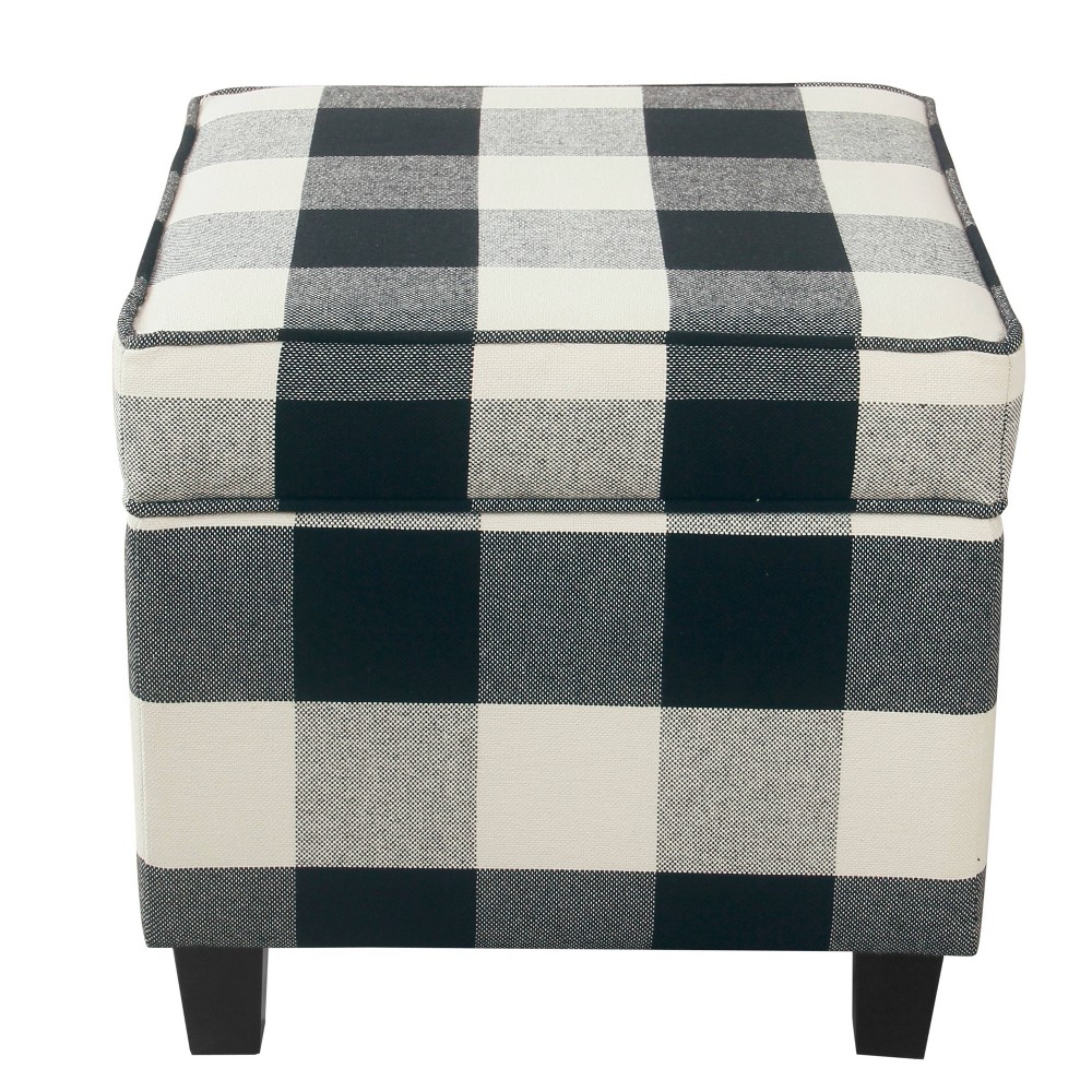 Photos - Pouffe / Bench Cole Classics Square Storage Ottoman with Lift Off Top Black Plaid - HomeP