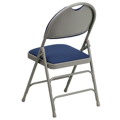 Executive Navy Fabric Armless Metal Folding Chair Set of 4
