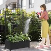 Wooakway 72"H Arch Metal Planter Box with Trellis Raised Garden Bed with Arbor Privacy Screen with Wheels - 3 of 4