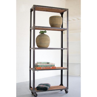 79.5" Tall Reclaimed Wood and Iron Display Shelf by Kalalou