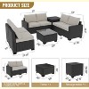 Garvee 8-Piece Outdoor Patio Furniture Set - 6 Seat Rattan Patio Conversation Sets with Glass Coffee Table and Hidden Storage Box - 2 of 4