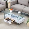 GlasFlength Rectangular Coffee Table with Tempered Glass Top, Double Layer Design, Suitable for Living Room, Patio, White, 43.3" * 23.6" * 16.7" - 4 of 4