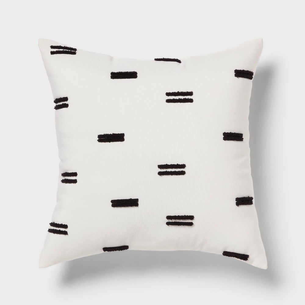 Photos - Pillow Square Decorative  White/Black - Room Essentials™