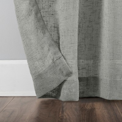 Sterling Gray Sheer Linen Blend Tab Top Curtain Panel, 50" x 84"