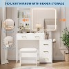 Vanity Desk with Mirror and Lights, Makeup Vanity Set with 5 Drawers, Stool, 3 Color Lighting Modes Adjustable Brightness Vanity Makeup Table - 3 of 4