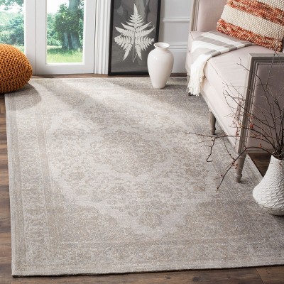 Classic Vintage Gray and Beige Rectangular Cotton Area Rug 6' x 9'