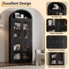 CuisinSmart 72in Tall Arched Bookshelf, Modern Farmhouse Bookcase with 4 Glass/Wood Doors & Open Shelf, Freestanding Display Cabinet Organizer - 4 of 4