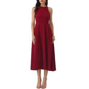 INSPIRE CHIC Women's Cocktail Halter Neck Sleeveless A-Line Midi Dresses - 1 of 4