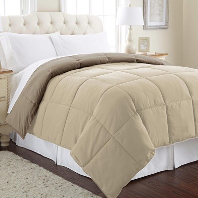 Twin Reversible Stone and Champagne Microfiber Duvet