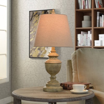 Marion Table Lamp Weathered Gray - StyleCraft: Polyresin Base, Polyester Shade, UL Listed, 24" Height