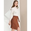 Allegra K Women's A-Line Knee Length Front Slit Wrap Faux Suede Skirt - 4 of 4