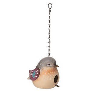 Transpac Resin 7.25" Multicolor Spring Bird with Flowers Birdhouse - 1 of 2