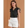 Allegra K Women's Chiffon Ruffle Flutter Sleeves Half Placket V Neck Dot Print Blouse - 3 of 4