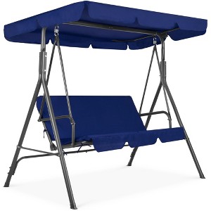 Best Choice Products 2-Person Outdoor Large Convertible Canopy Swing Glider Lounge Chair w/ Removable Cushions - 1 of 4