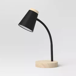 Task Lamp with Wood (Includes LED Light Bulb) Black - Room Essentials™