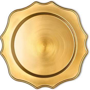 Chateau Fine Tableware Chateau Fine Tableware Scalloped Gold Charger Plates, 13” Elegant Chargers, Set Of 6