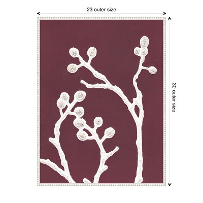 Eastern-Inspired Minimalist Plum Canvas Framed Wall Art 23 x 30