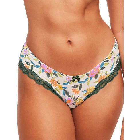 Women's Floral Print Cotton Cheeky Underwear With Lace Waistband - Auden™  Orange Xl : Target