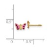 Black Bow Jewelry Kids Pink Enameled Butterfly Post Earrings in 14k Yellow Gold - 4 of 4