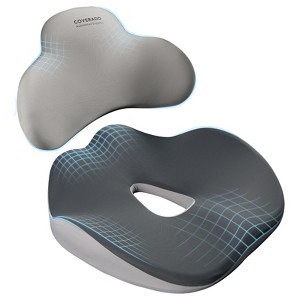 Coverado Seat Cushin and Lumbar Support For Car Seat, Office/Home Chair, Memory Foam Cushion and Lumbar Pillow - 1 of 4