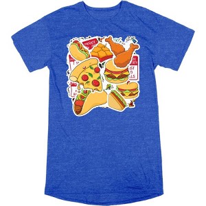 Fast Food Meal Stickers Women's Crew Neck Short Sleeve Night Shirt - 1 of 2