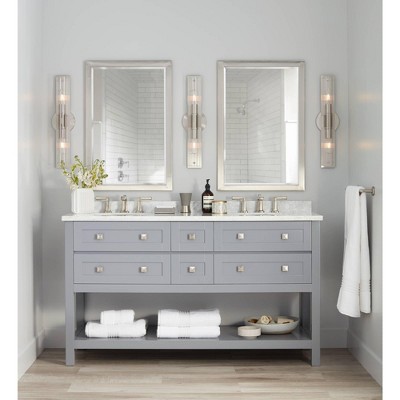 Rectangular Silver Metal Bathroom Vanity Mirror 39" x 28"