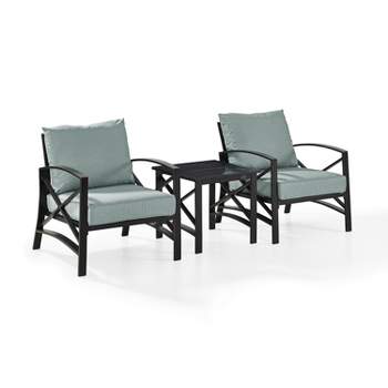 Crosley 3pc Kaplan Outdoor Seating Set with 2 Chairs & Side Table