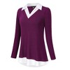 WhizMax Women's Long Sleeve Contrast Collared Shirts Patchwork Work Blouse Tunics Tops - 2 of 4