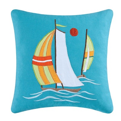 C&F Home 18" x 18" Zuma Bay Sailboat Applique Pillow