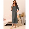 cheibear Women's 3/4 Sleeve V Neck Full Length Sleep Nightdress with Pockets - 2 of 4