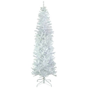 Northlight Pre-Lit Pencil Woodbury White Pine Artificial Christmas Tree - 6.5' - Green Lights - 1 of 4