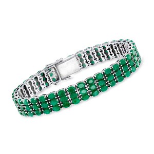 Ross-Simons 20.00 ct. t.w. Emerald 3-Row Tennis Bracelet in Sterling Silver - 1 of 3