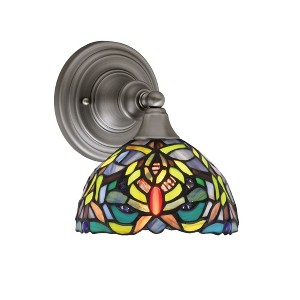 Toltec Lighting Any 1 - Light Sconce in  Brushed Nickel with 7" Kaleidoscope Art Glass Shade - 1 of 1