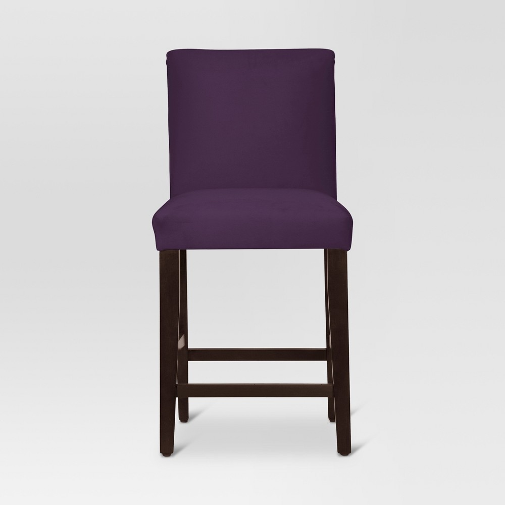 Skyline Furniture 25" Parsons Counter Height Barstool - Velvet Aubergine: Upholstered, Rubberwood Legs, Armless