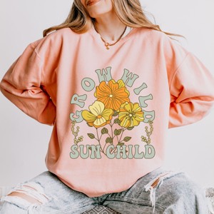 Simply Sage Market Grow Wild Sun Child Colorful Lightweight Garment Dyed Sweatshirt - 1 of 4